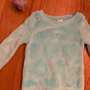 Carter’s teal sweater with hearts!  EUC